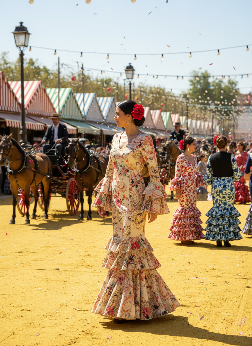 TRAJE FLAMENCA BLANCO EMMA WU DESIGN X FLAMENCA E21041