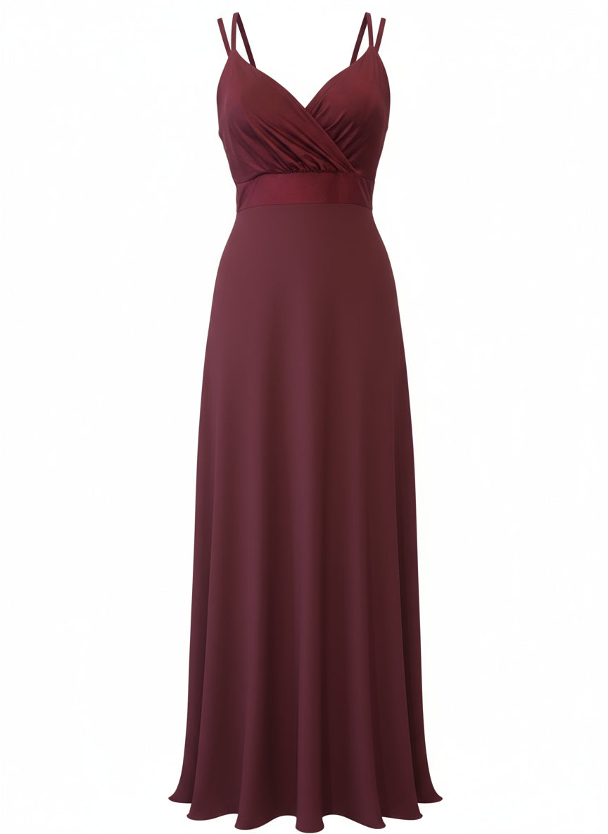 LONG BURGUNDY SHINY ELASTIC DRESS 5034