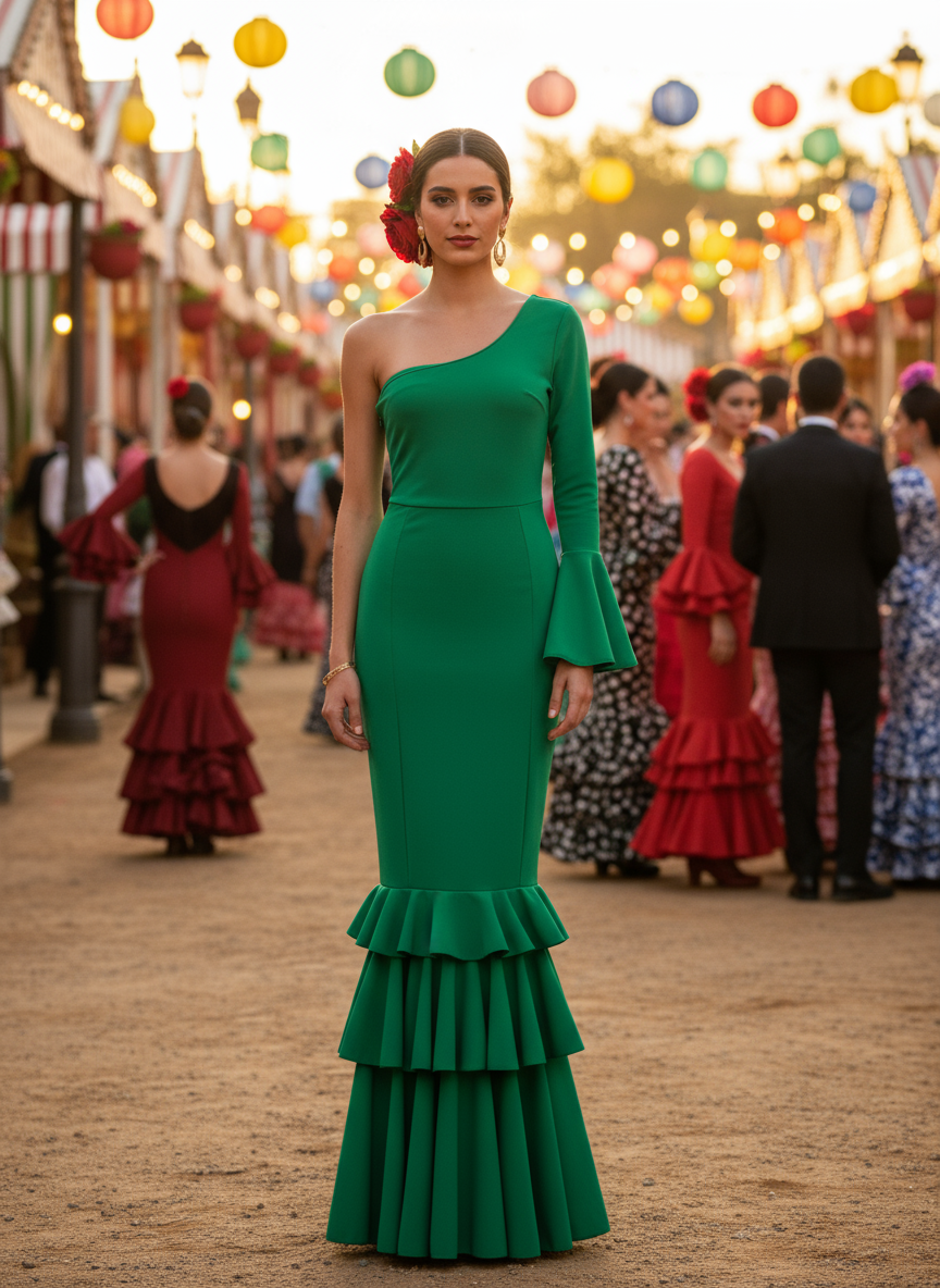 TRAJE FLAMENCA VERDE ANDALUCÍA EMMA WU DESIGN X FLAMENCA 0215