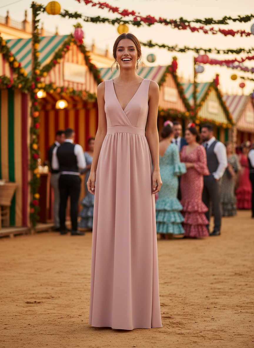 NUDE PINK LONG DRESS 9914