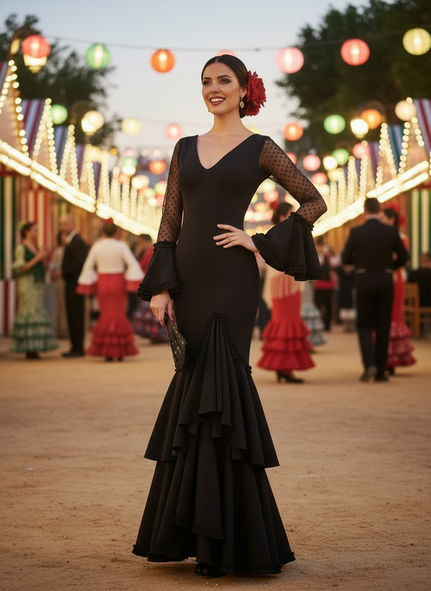 TRAJE FLAMENCA NEGRO EMMA WU DESIGN X FLAMENCA EM223