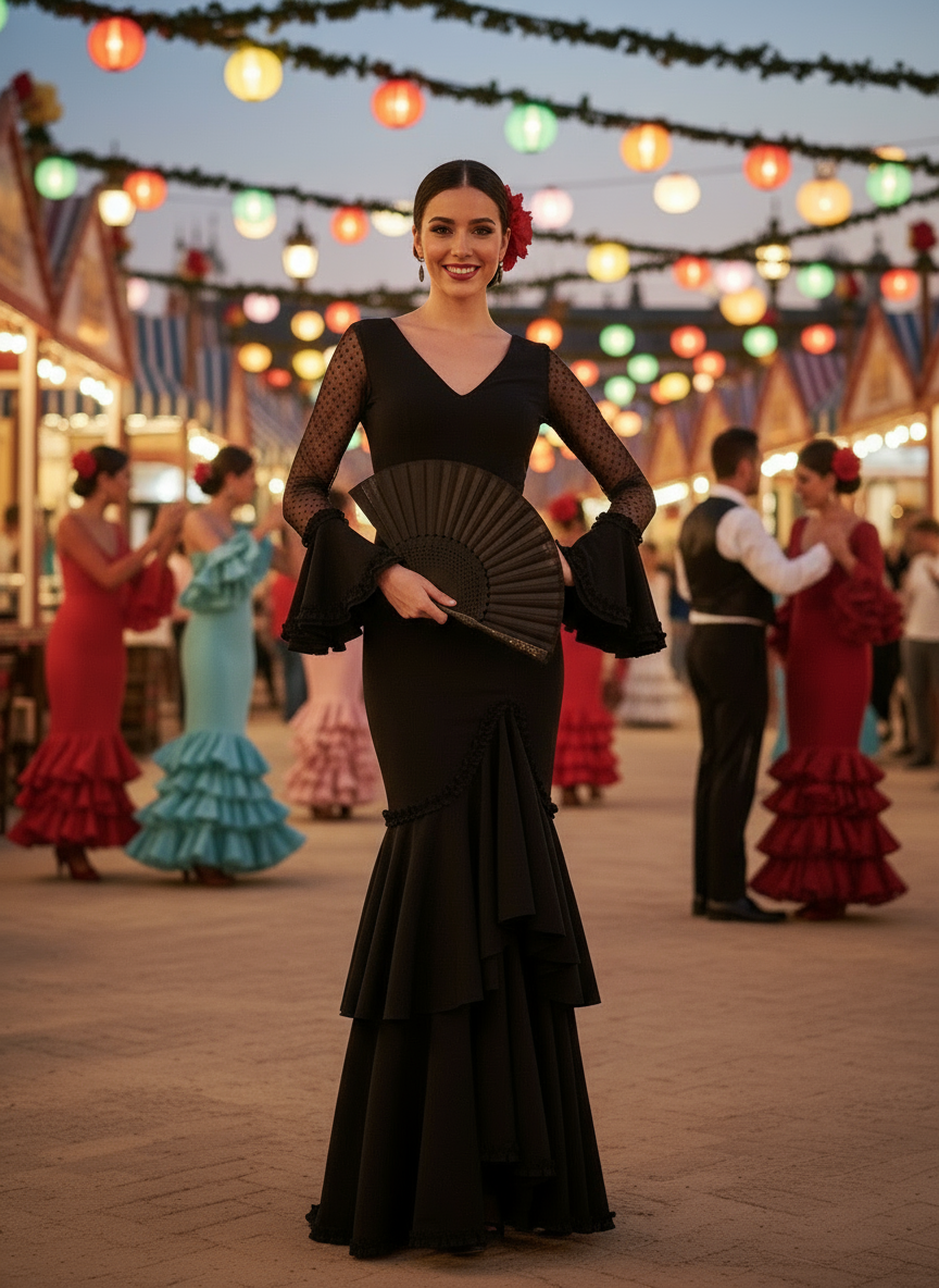 TRAJE FLAMENCA NEGRO EMMA WU DESIGN X FLAMENCA EM223