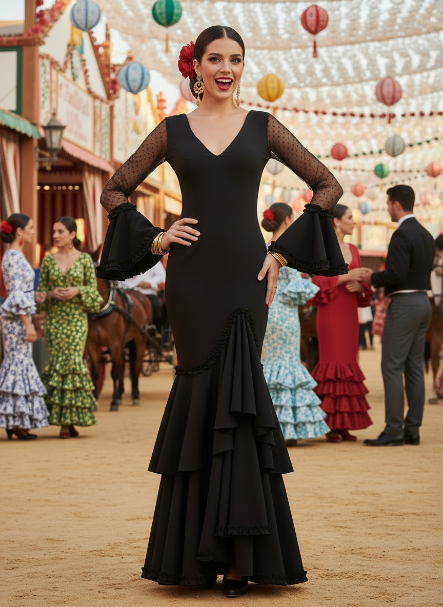 TRAJE FLAMENCA NEGRO EMMA WU DESIGN X FLAMENCA EM223