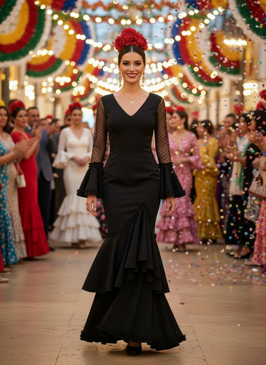 TRAJE FLAMENCA NEGRO EMMA WU DESIGN X FLAMENCA EM223