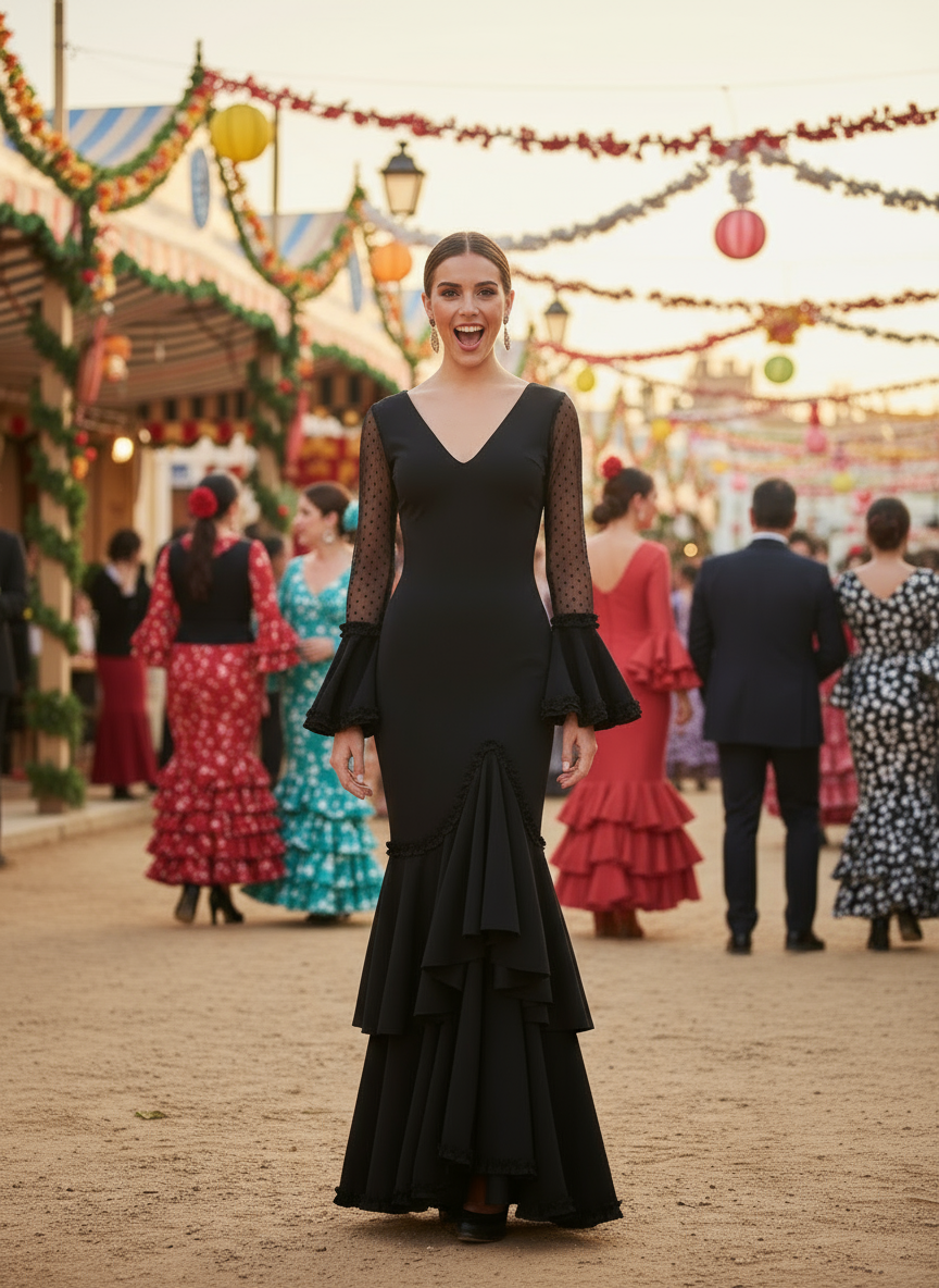 TRAJE FLAMENCA NEGRO EMMA WU DESIGN X FLAMENCA EM223