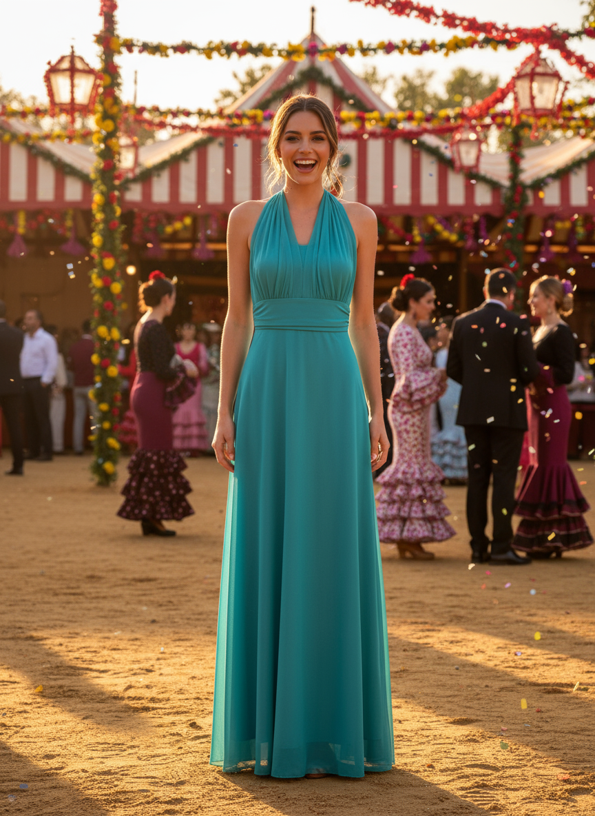 VESTIDO LARGO VERDE QUIRÓFANO 3776