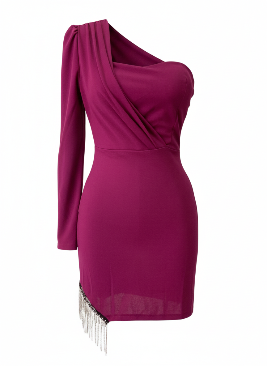 VESTIDO CORTO BERENJENA 25172