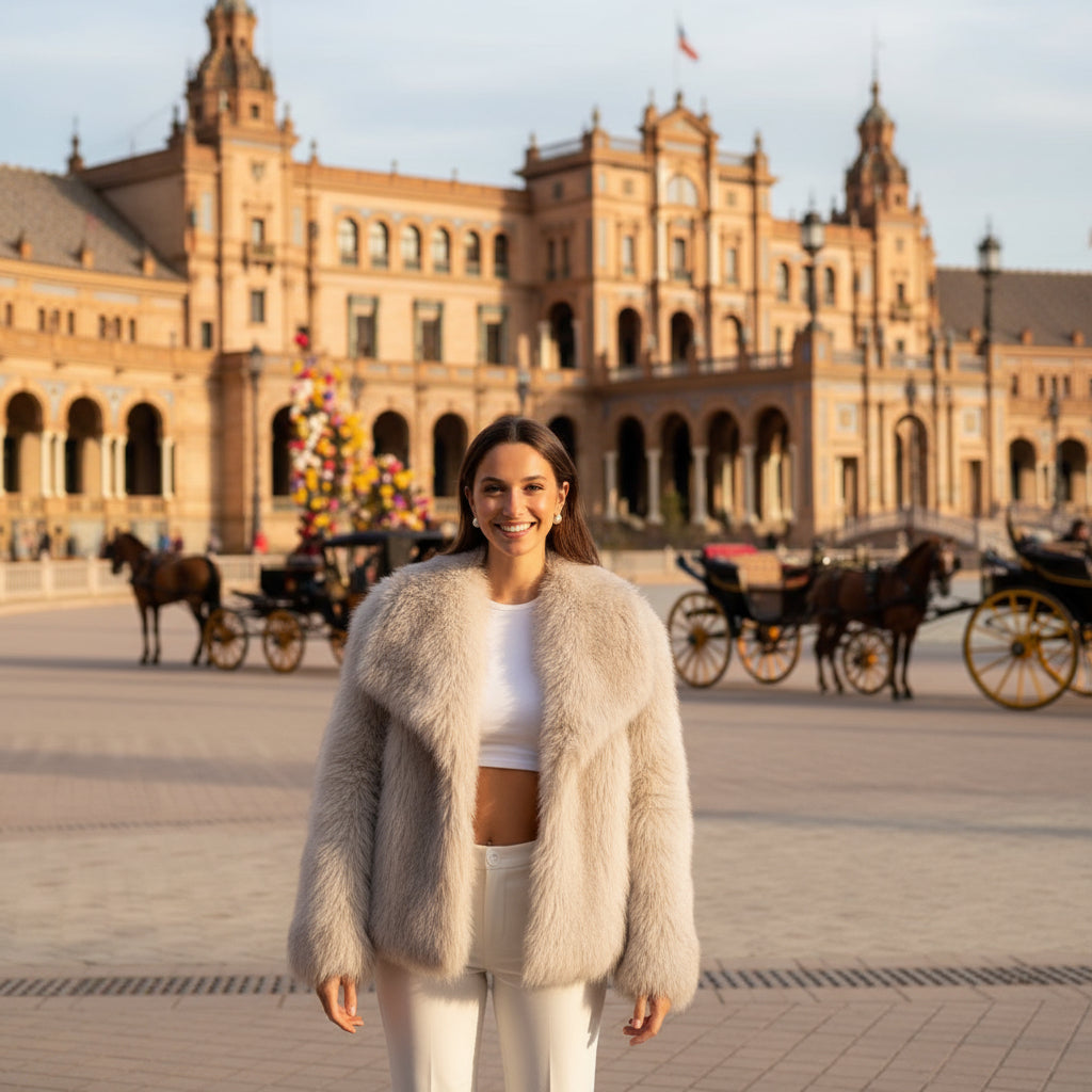 EMMA WU SELECTION  Abrigo de felpa de invierno, moda, cálido, grueso, esponjoso, chaqueta de solapa, ropa exterior, casual, tops de manga larga, ropa de mujer