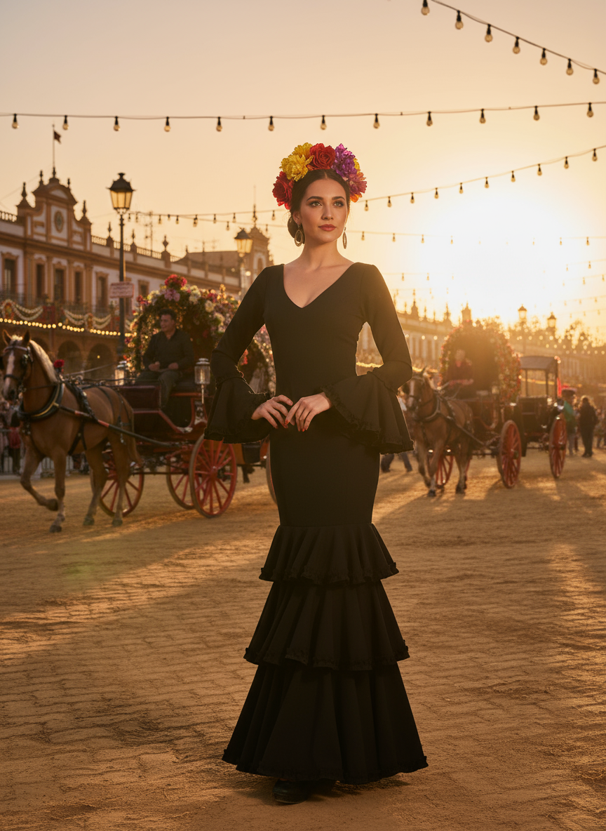 TRAJE FLAMENCA NEGRO EMMA WU DESIGN X FLAMENCA EM222