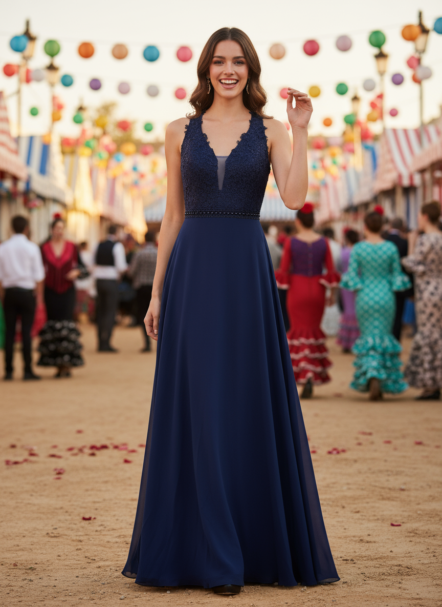 LONG NAVY BLUE DRESS 9192