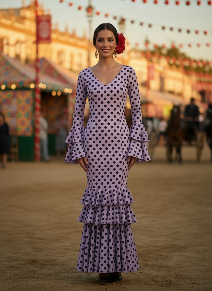 TRAJE FLAMENCA LILA MALVA EMMA WU DESIGN X FLAMENCA P0485