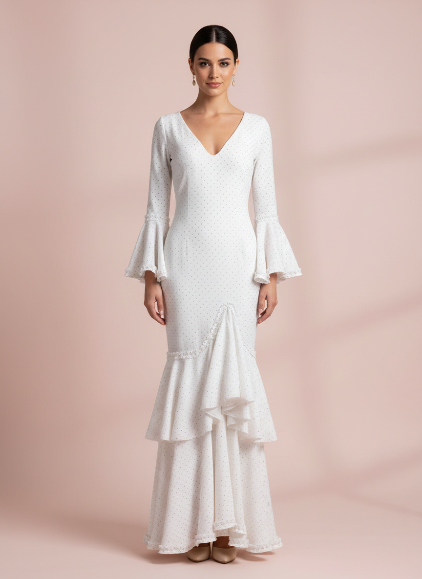 TRAJE FLAMENCA BLANCO EMMA WU DESIGN X FLAMENCA EM253