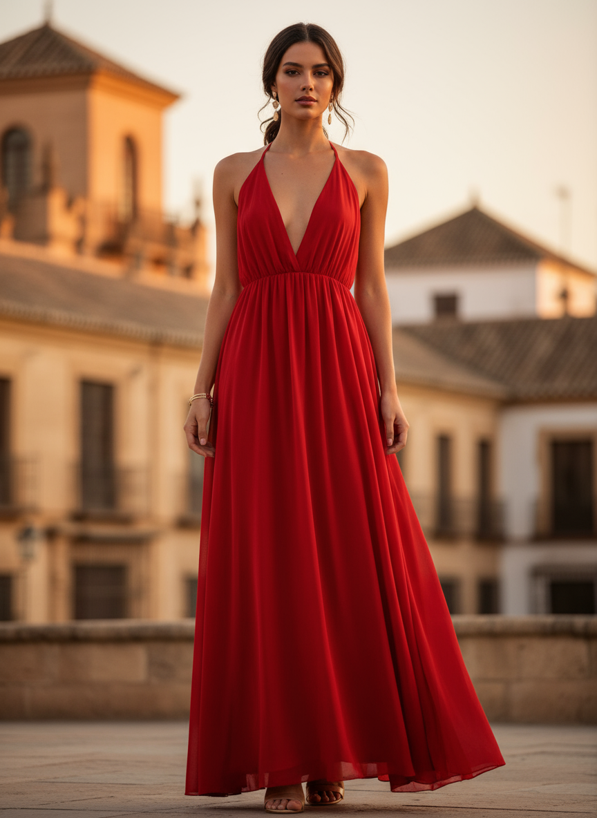 LONG RED DRESS 17499
