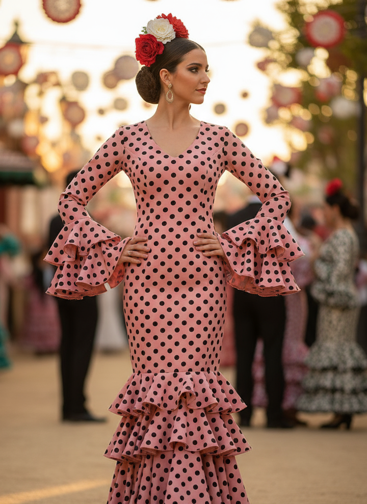 TRAJE FLAMENCA ROSA MALVA EMMA WU DESIGN X FLAMENCA P0485