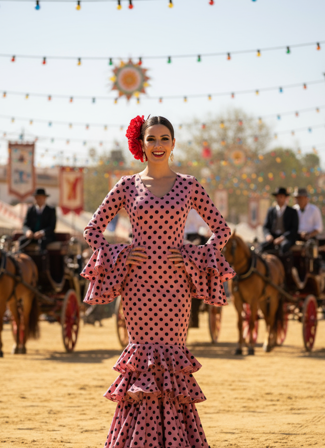 TRAJE FLAMENCA ROSA MALVA EMMA WU DESIGN X FLAMENCA P0485