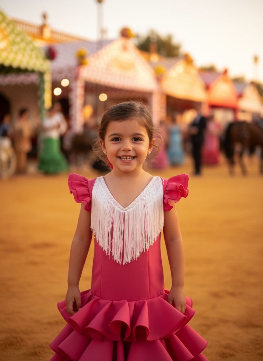 TRAJE FLAMENCA DE NIÑA  FUCSIA B2025