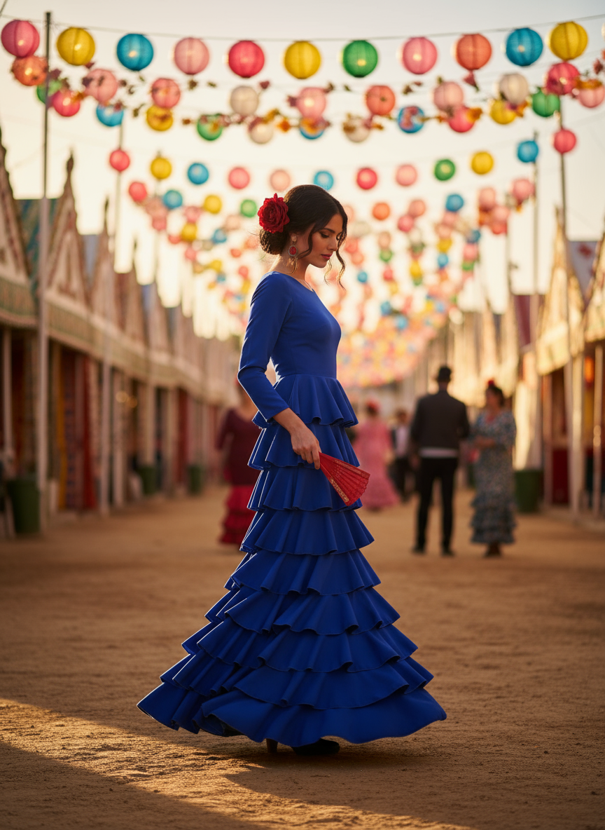 TRAJE FLAMENCA AZUL ELECTRICO EMMA WU DESIGN X FLAMENCA EM227