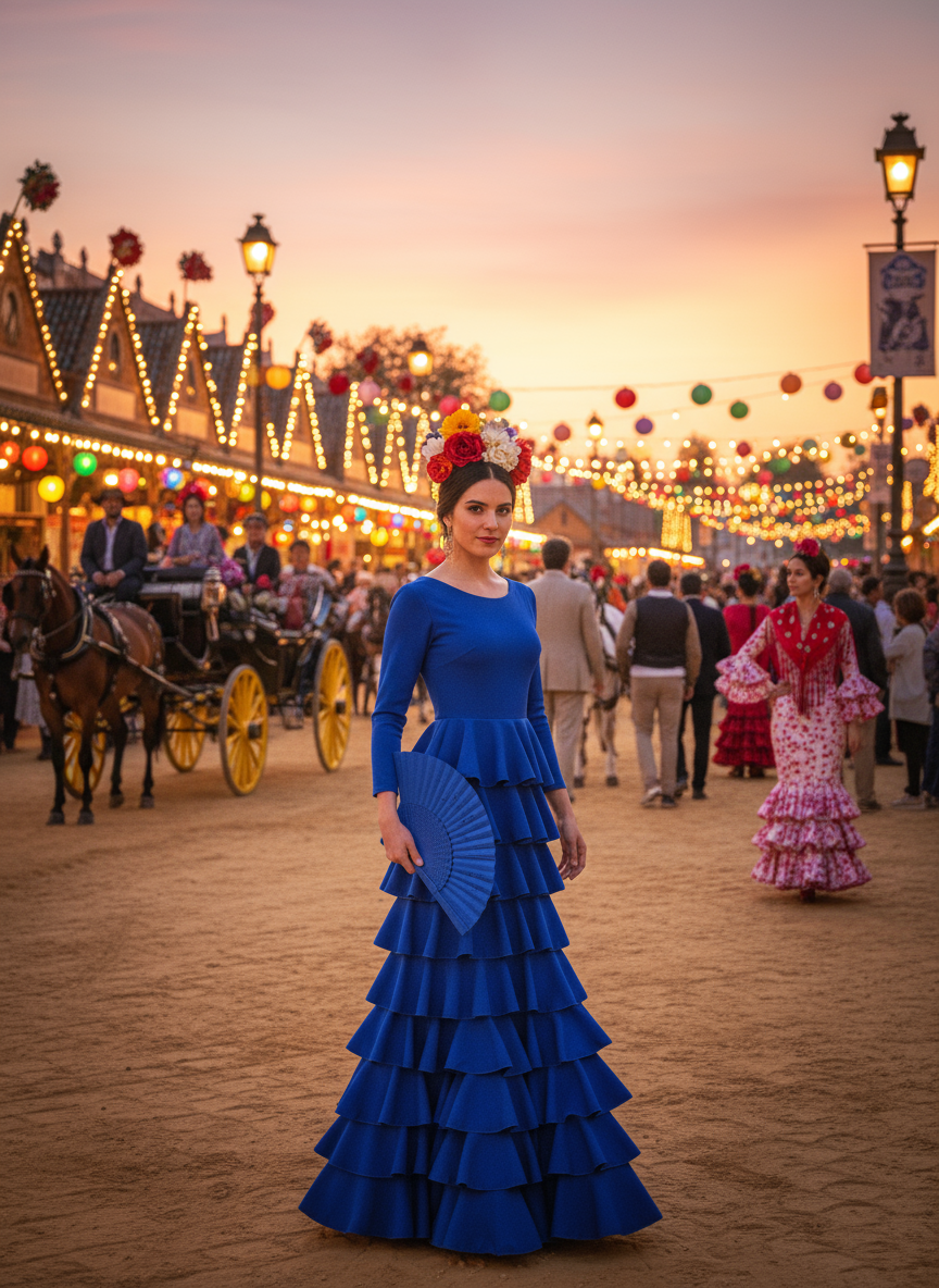 TRAJE FLAMENCA AZUL ELECTRICO EMMA WU DESIGN X FLAMENCA EM227