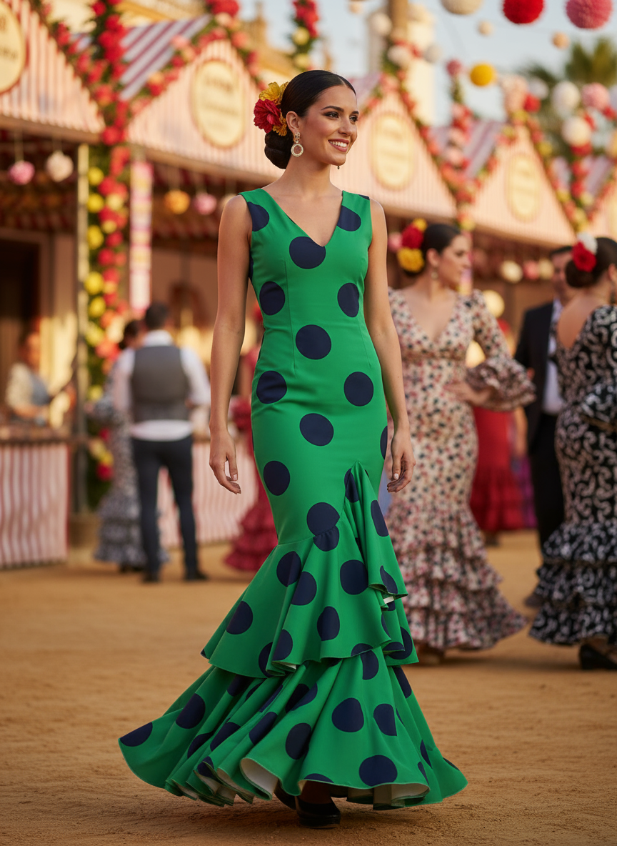 TRAJE FLAMENCA VERDE ANDALUCÍA EMMA WU DESIGN X FLAMENCA G0492