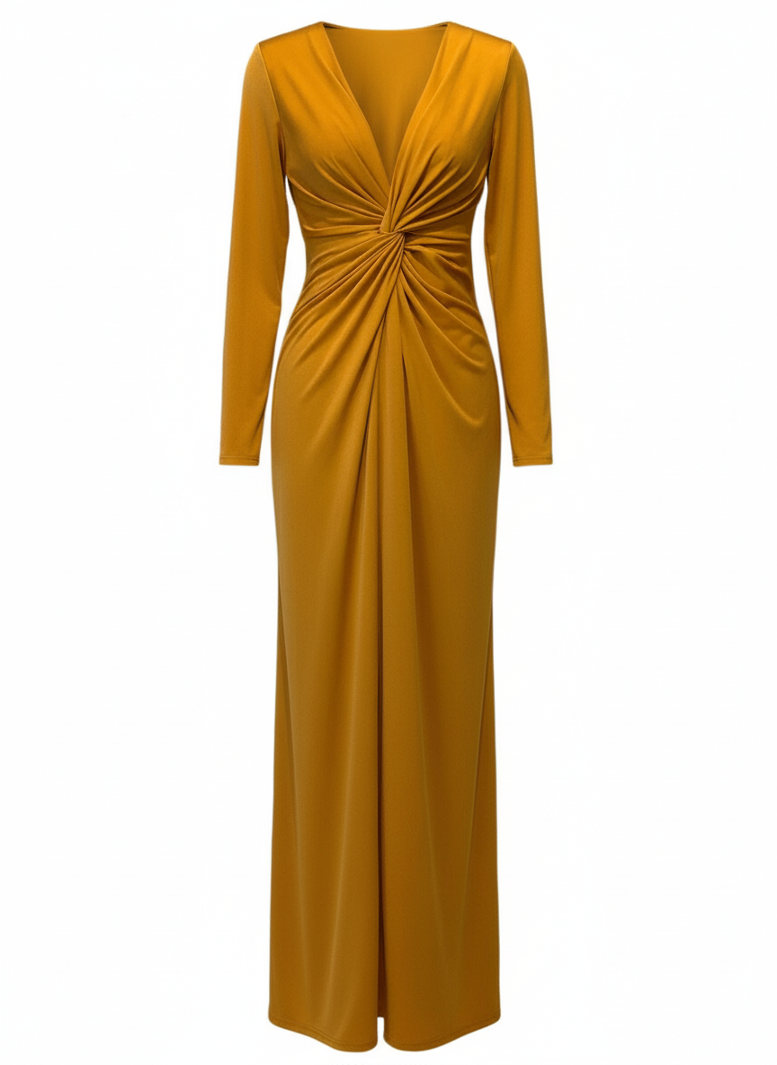 MUSTARD LONG DRESS 5047A