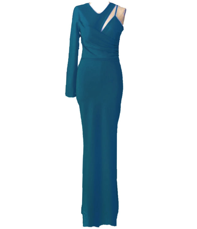 PETROL BLUE LONG DRESS 23022