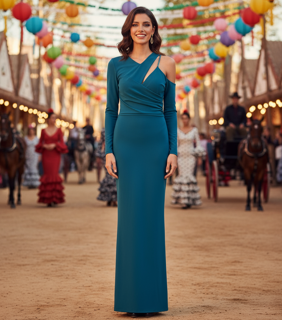 PETROL BLUE LONG DRESS 23022