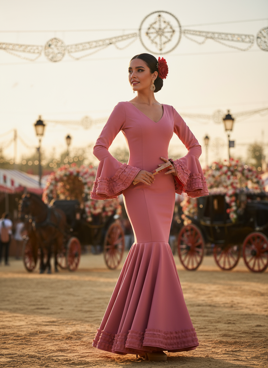 TRAJE FLAMENCA ROSA MALVA EMMA WU DESIGN X FLAMENCA 7815