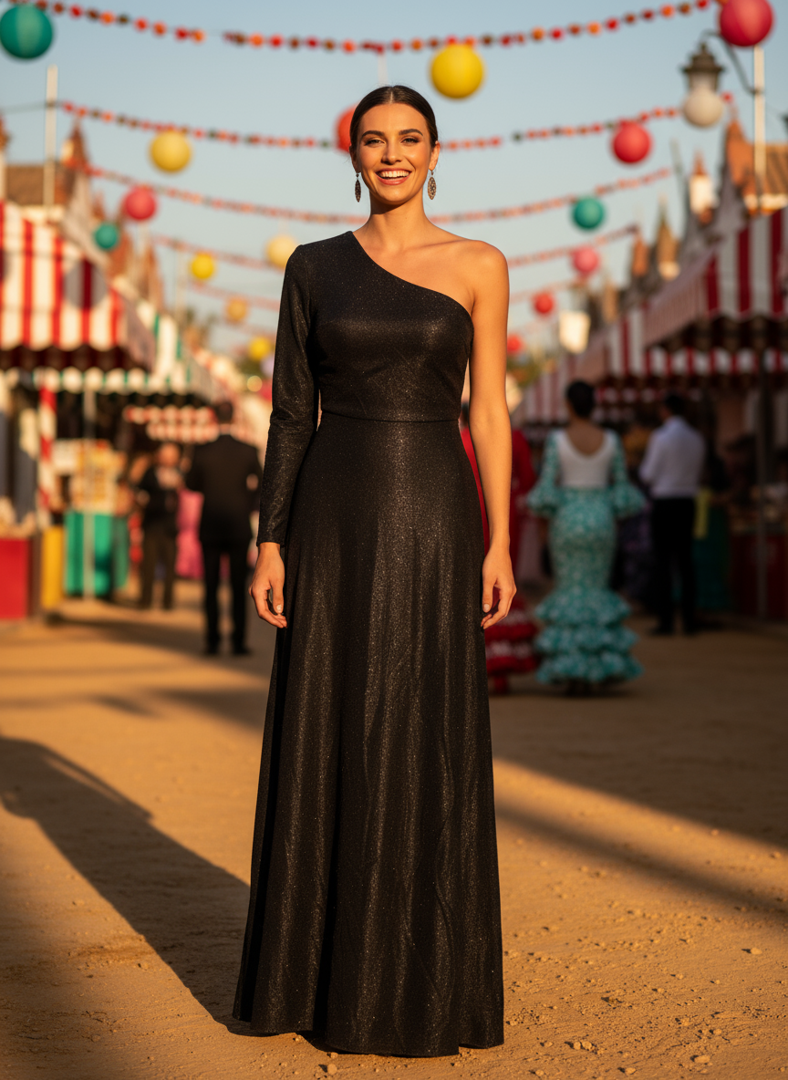 LONG BLACK DRESS 14273