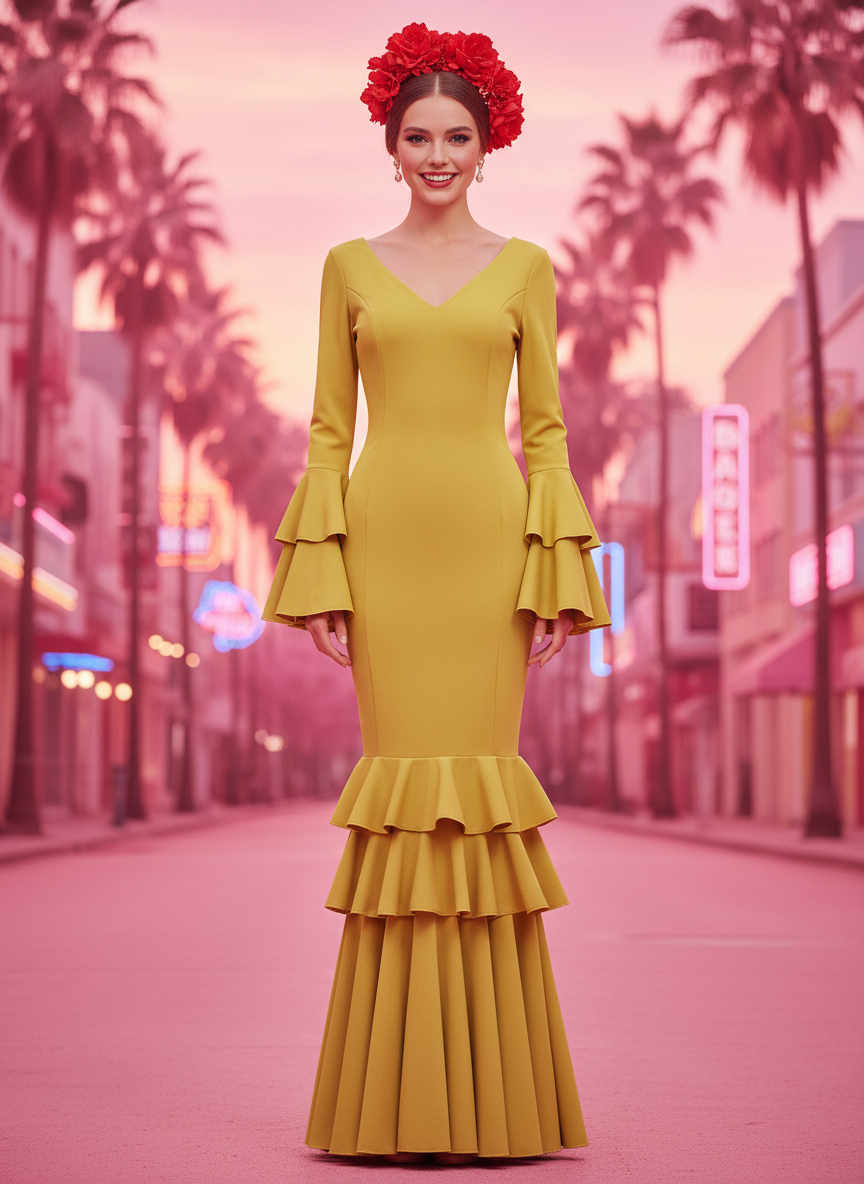 TRAJE FLAMENCA AMARILLO MANGO EMMA WU DESIGN X FLAMENCA 21041