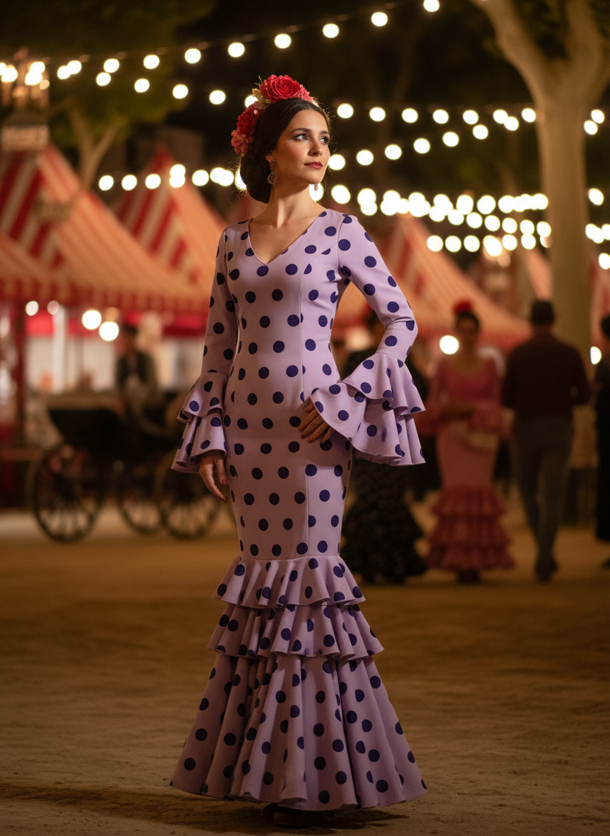 TRAJE FLAMENCA LILA MALVA EMMA WU DESIGN X FLAMENCA M21041