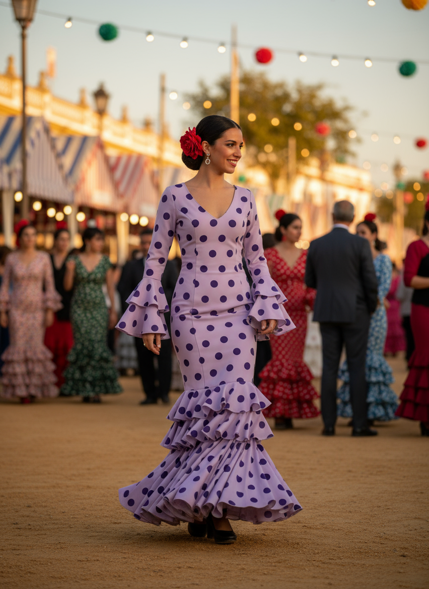 TRAJE FLAMENCA LILA MALVA EMMA WU DESIGN X FLAMENCA M21041