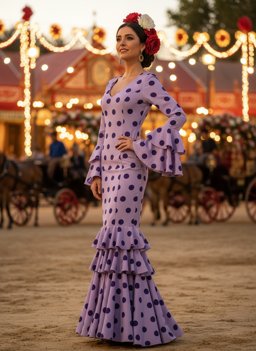 TRAJE FLAMENCA LILA MALVA EMMA WU DESIGN X FLAMENCA M21041