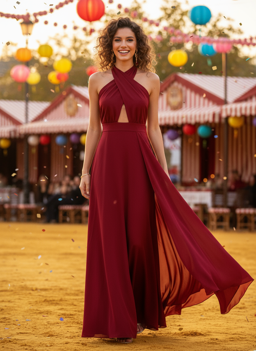 INDIAN RED LONG DRESS 50785