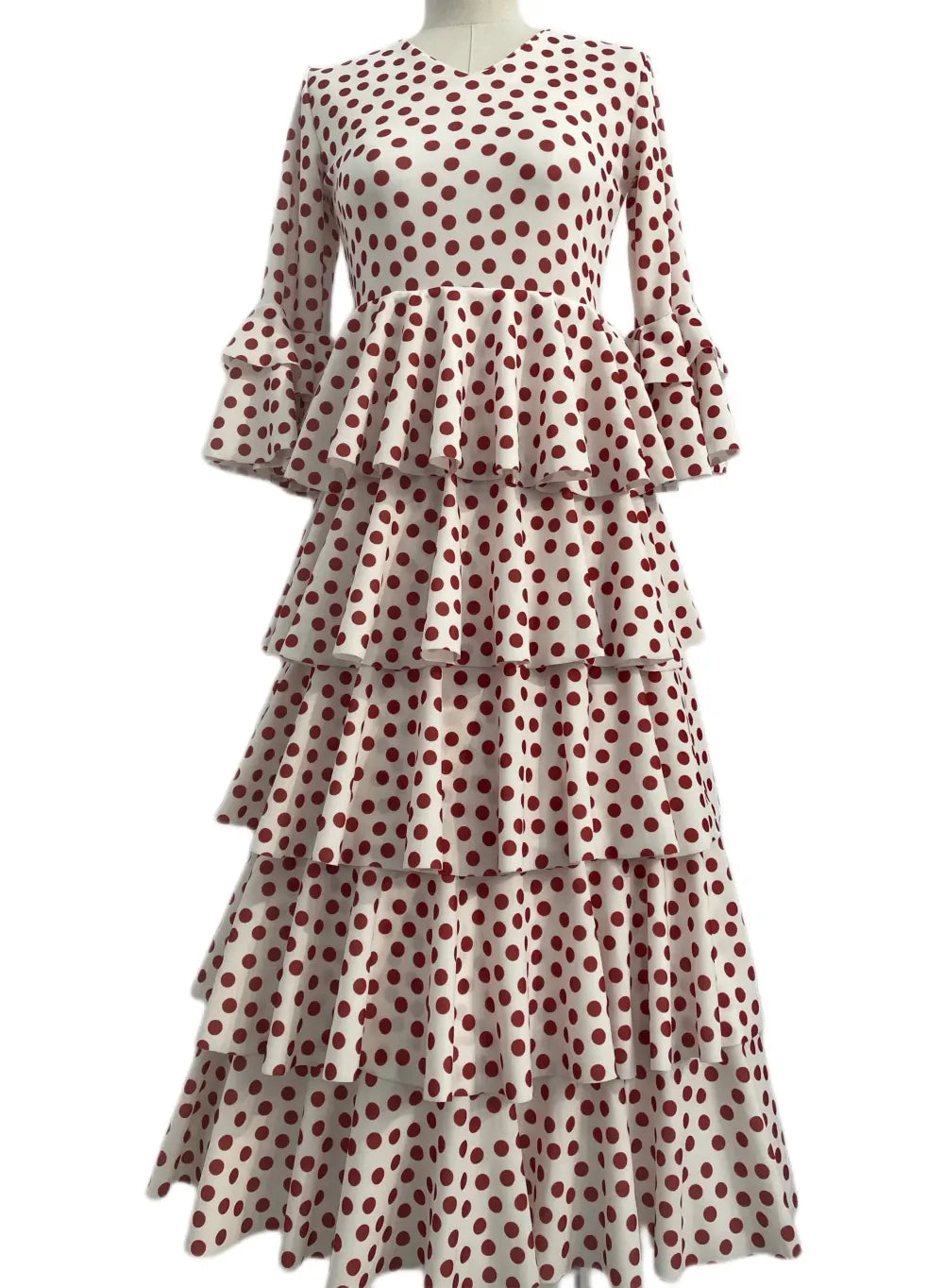 TRAJE FLAMENCA DE NIÑA  BLANCO CON LUNARES ROJOS 221121