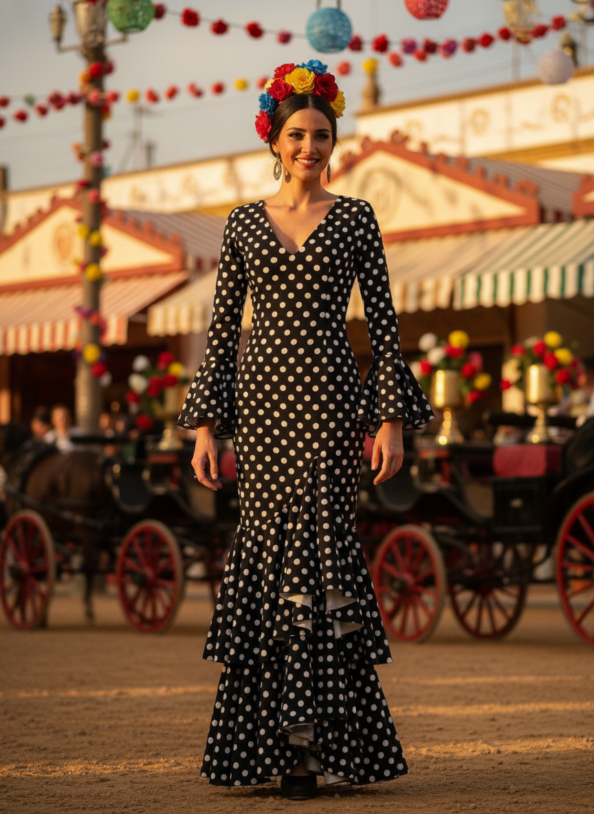 TRAJE FLAMENCA NEGRO EMMA WU DESIGN X FLAMENCA P0491