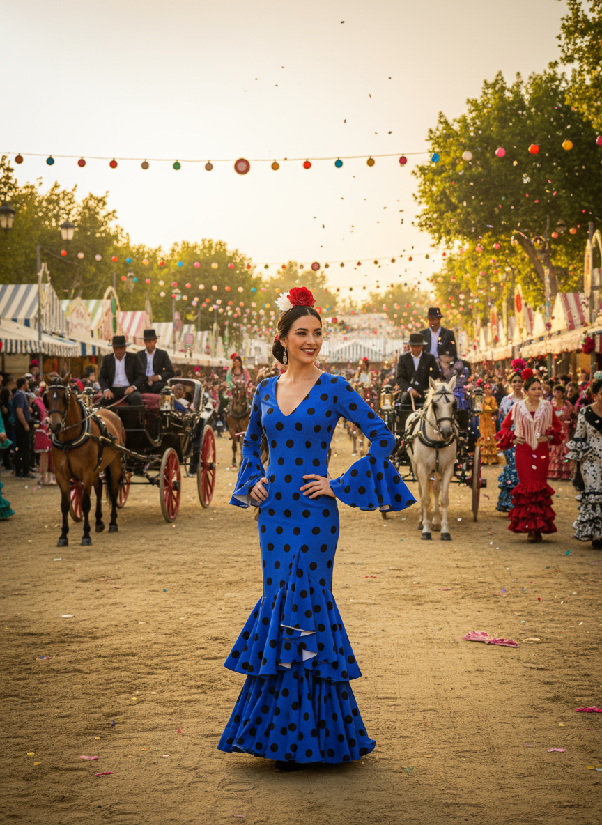 TRAJE FLAMENCA AZUL ELECTRICO EMMA WU DESIGN X FLAMENCA M0491