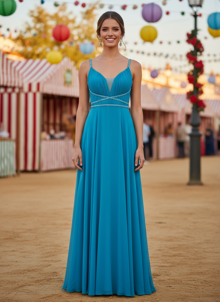 LONG AQUAMARINE DRESS 7011